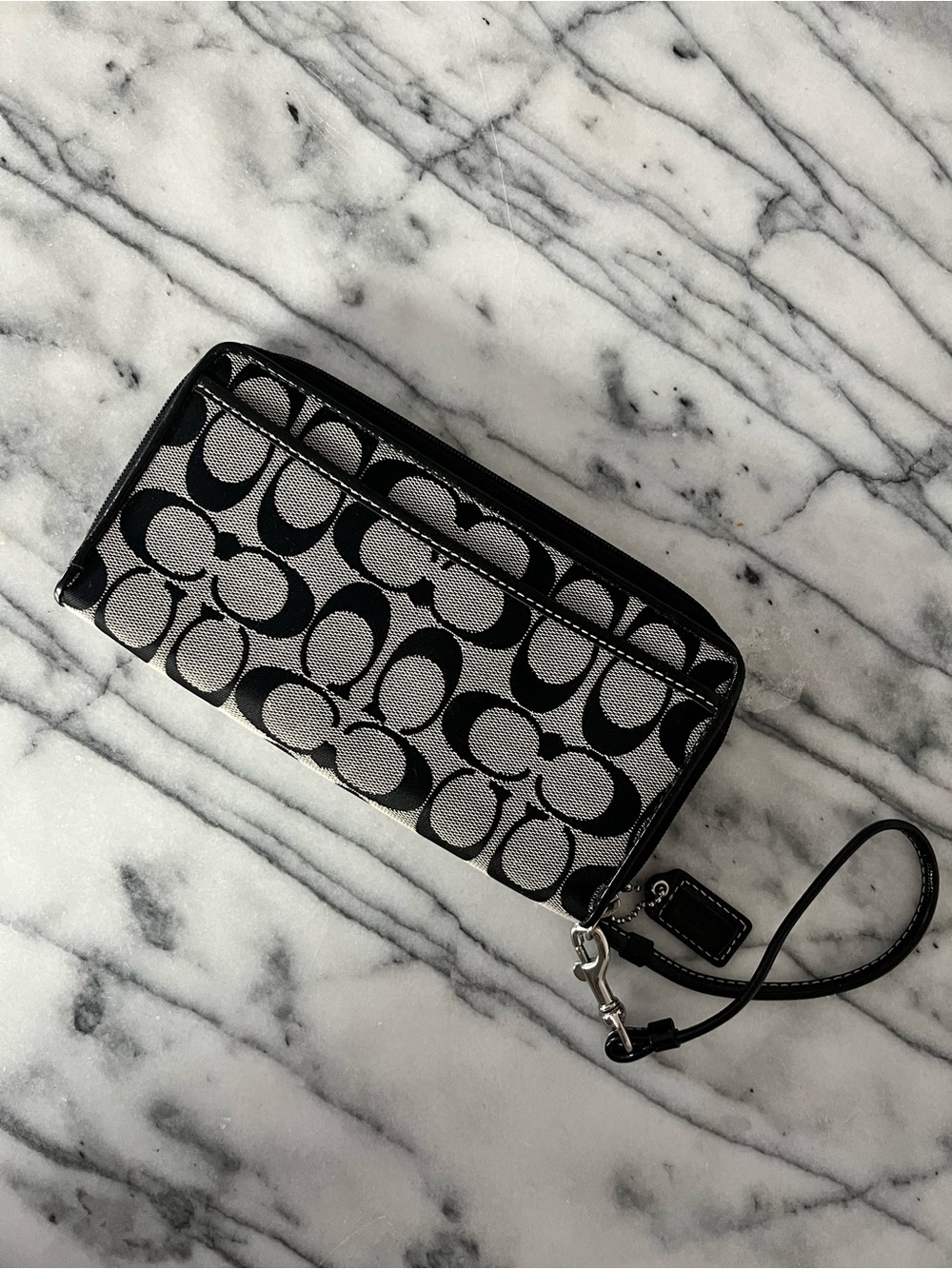 Vintage Coach Signature Jacquard and Patent Leather Wristlet Wallet